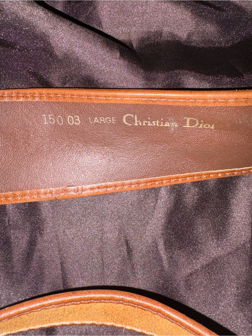 Authentic Christian Dior Brown Leather Waist Belt with Stitched Trim - Picture 6 of 6